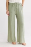 Renee C Wide Leg Drawstring Pants In Olive