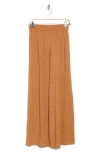 Renee C Wide Leg Linen Blend Pants In Maple