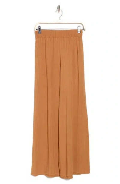 Renee C Wide Leg Linen Blend Pants In Maple