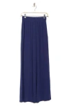 Renee C Wide Leg Linen Blend Pants In Navy