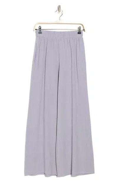 Renee C Wide Leg Linen Blend Pants In Silver