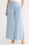 Renee C Wide Leg Pull-on Pants In Blue