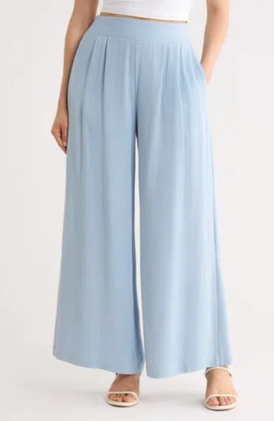 Renee C Wide Leg Pull-on Pants In Blue