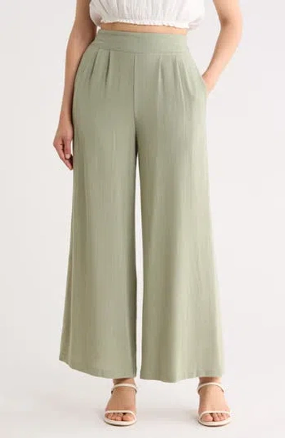 Renee C Wide Leg Pull-on Pants In Green