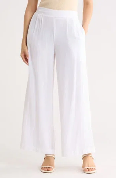 Renee C Wide Leg Pull-on Pants In White