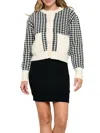 Shop Renee C Women's 2-piece Gingham Top & Sweater Set In Ivory Black