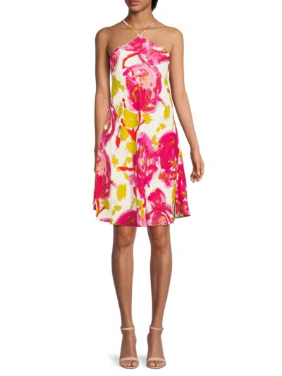 Renee C Women's Abstract Print A Line Dress In Pink