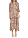 Renee C Women's Abstract Print Blouson Midi Dress In Chocolate