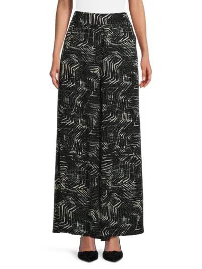 Renee C Women's Abstract Print Palazzo Pants In Black