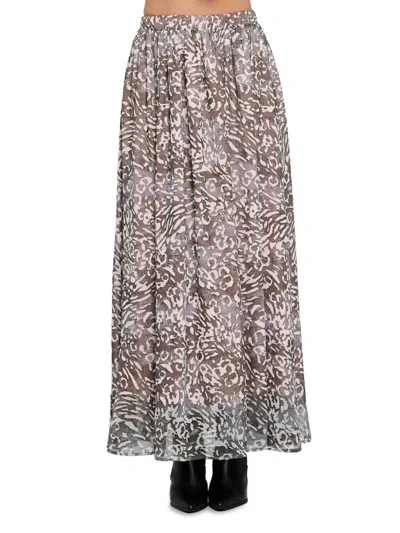 Renee C Women's Animal Print A-line Maxi Skirt In Charcoal
