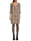 Renee C Women's Animal Print Shift Dress In Taupe Black
