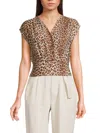 Renee C Women's Animal Print Top In Mocha