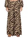 Renee C Women's Animal Print Wide Leg Pants In Brown