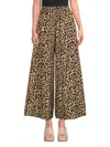 Renee C Women's Animal Print Wide Leg Pants In Chocolate