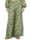 Renee C Women's Animal Print Wide Leg Pants In Green