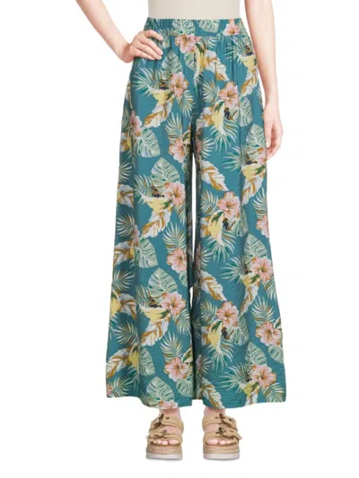 Renee C Women's Animal Print Wide Leg Pants In Neutral