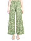 Renee C Women's Animal Print Wide Leg Pants In Sage Beige