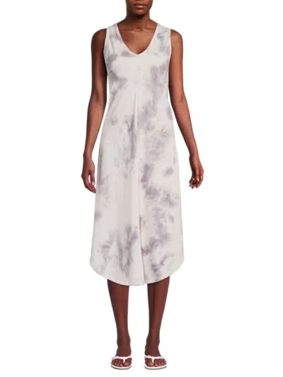 Renee C Women's Asymmetric Midi Tank Dress In Grey White
