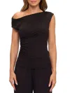 Renee C Women's Asymmetric Ruched Modal-blend Knit Top In Black