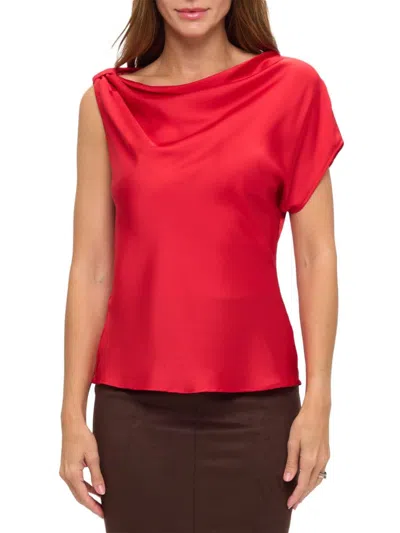 Renee C Women's Asymmetric Satin Top In Red