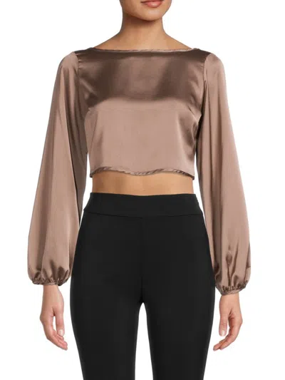 Renee C Women's Back Tie Satin Crop Top In Dune