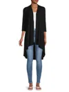 Renee C Women's Bamboo Open Front Cardigan In Black