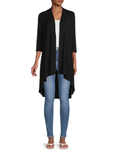 Renee C Women's Bamboo Open Front Cardigan In Black