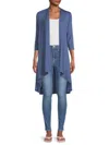 Renee C Women's Bamboo Open Front Cardigan In Blue