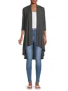 Renee C Women's Bamboo Open Front Cardigan In Charcoal