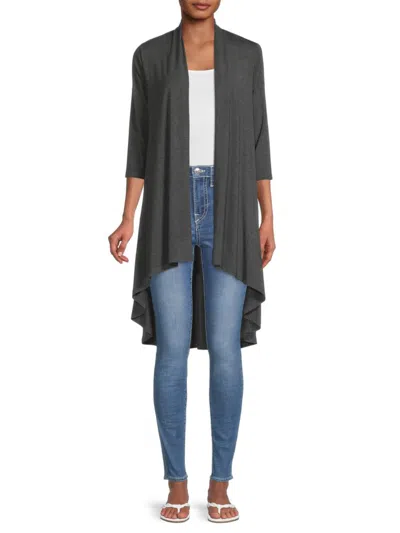 Renee C Women's Bamboo Open Front Cardigan In Charcoal