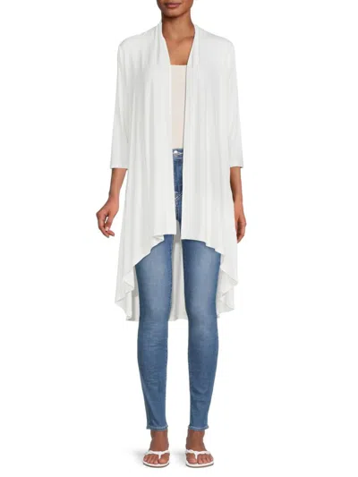 Renee C Women's Bamboo Open Front Cardigan In Ivory