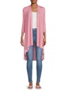 Renee C Women's Bamboo Open Front Cardigan In Pink