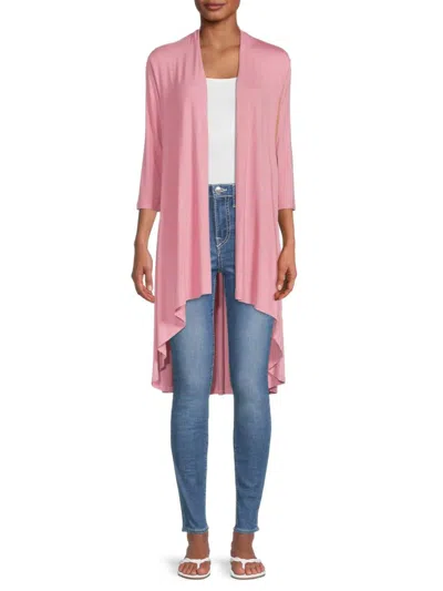 Renee C Women's Bamboo Open Front Cardigan In Pink