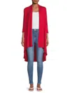 Renee C Women's Bamboo Open Front Cardigan In Red