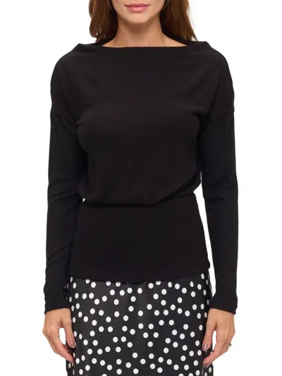 Renee C Women's Banded Hem Knitted Top In Black