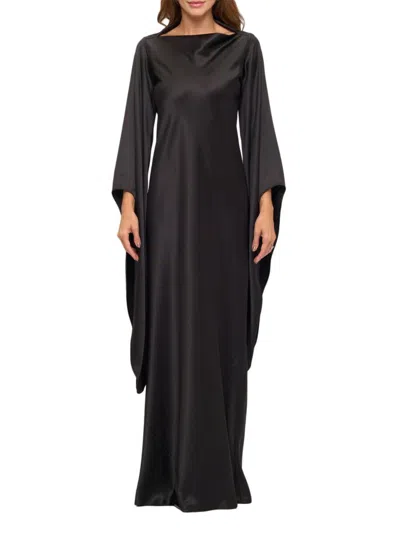 Renee C Women's Batwing Sleeve Satin Maxi Dress In Black