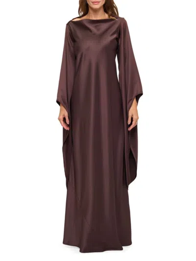 Renee C Women's Batwing Sleeve Satin Maxi Dress In Burgundy