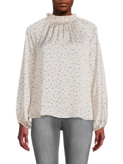 Renee C Women's Blouson Sleeve Satin Top
