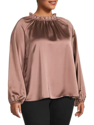 Renee C Women's Blouson Sleeve Satin Top In Dune