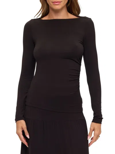Renee C Women's Boat Neck Knit Top In Black