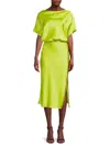 Renee C Women's Boat Neck Satin Midi Dress In Citron