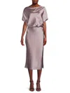 Renee C Women's Boat Neck Satin Midi Dress In Dusty Lavender