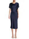 Renee C Women's Boat Neck Satin Midi Dress In Navy