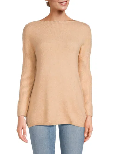 Renee C Women's Boatneck Long Sweater In Taupe