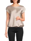 Renee C Women's Boatneck Satin Top In Beige