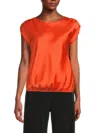 Renee C Women's Boatneck Satin Top In Coral