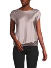 Renee C Women's Boatneck Satin Top In Dusty Lavender