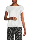 Renee C Women's Boatneck Satin Top In Ivory Black