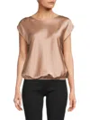 Renee C Women's Boatneck Satin Top In Rose