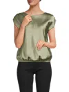 Renee C Women's Boatneck Satin Top In Sage